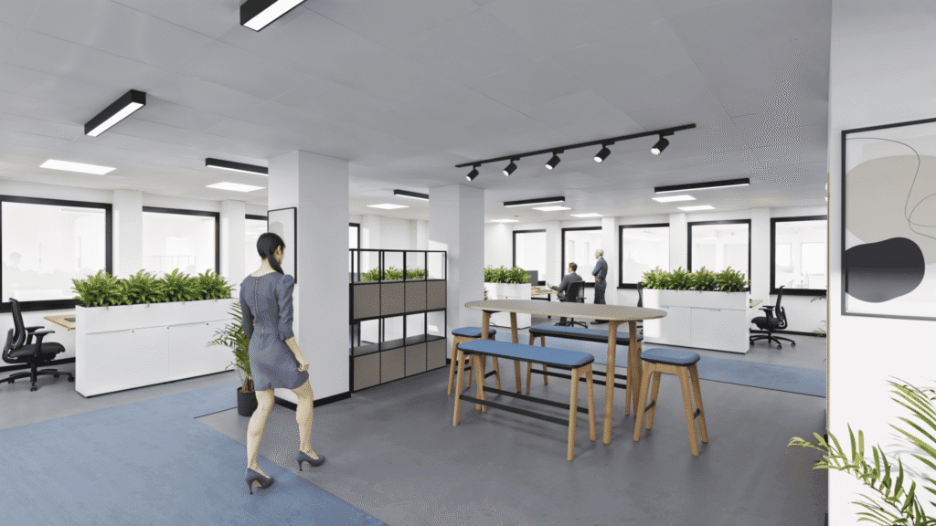 Plan 3d d'un open space - Wilup
