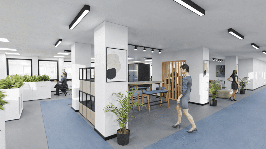 Plan 3d d'un open space - Wilup
